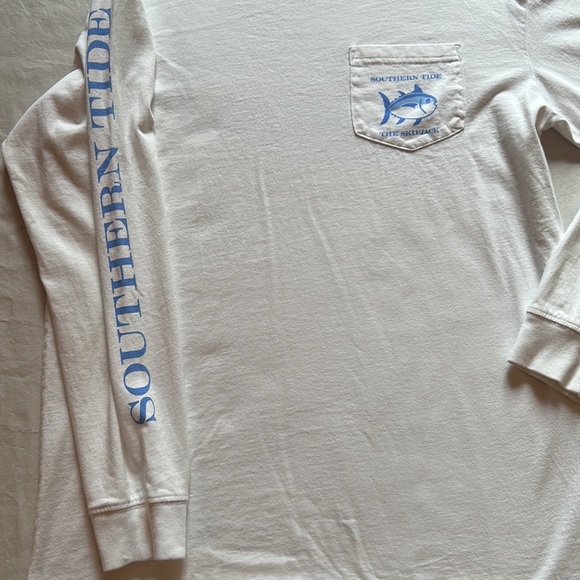 Southern Tide The Skipjack Long Sleeve Tee in Bright White/Carolina Blue, Size M - Picture 6 of 12